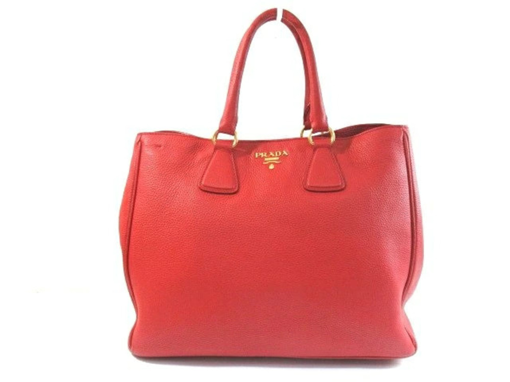 Prada Tote Tessuto Saffiano Bag Calfskin Embossed Red